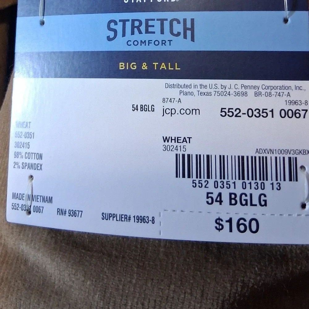 Stafford Men Wheat Corduroy Sport Coat Blazer Elbow Patches Big & Tall 54 Long